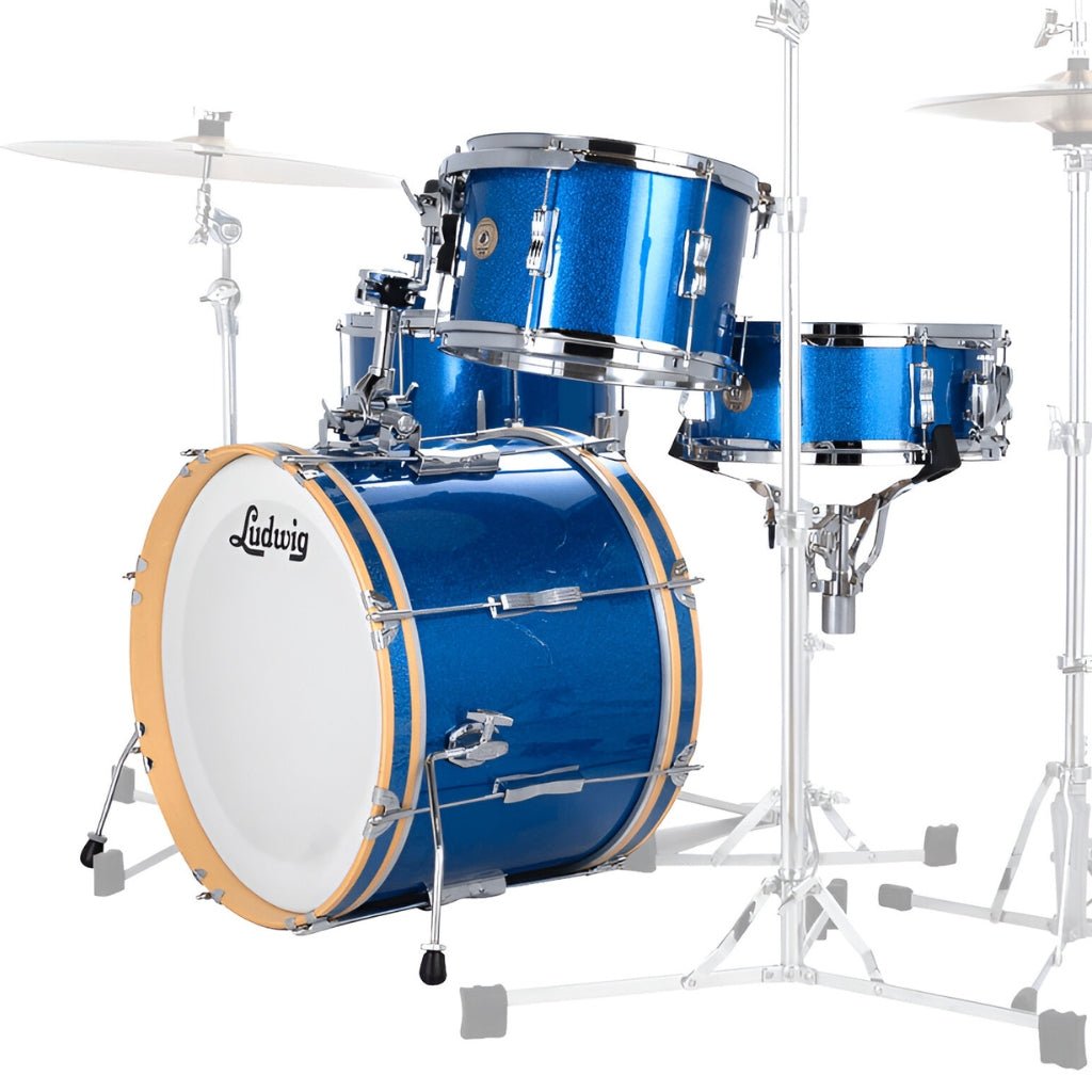 Ludwig Continental Club Fab Plus Shell Pack - Blue Sparkle Acoustic Drums Sky Music