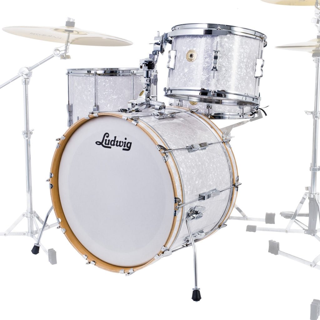 Ludwig Continental Club Fab Plus Shell Pack - White Marine Pearl Acoustic Drums Sky Music