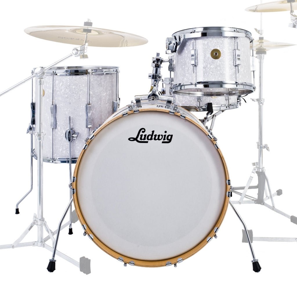 Ludwig Continental Club Fab Plus Shell Pack - White Marine Pearl Acoustic Drums Sky Music