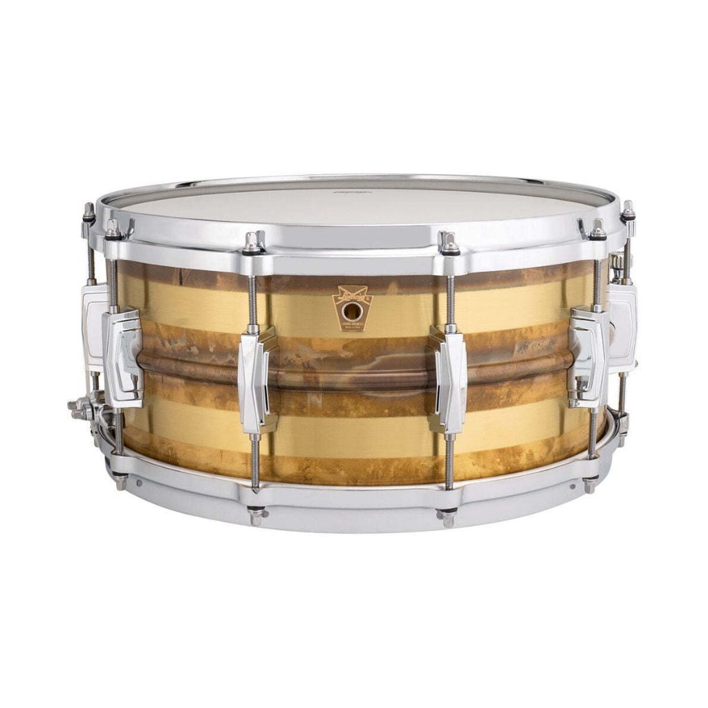 Ludwig LB464RS Supraphonic Raw Brass Striped 14X6.5 Snare Drum Snare Drums Sky Music