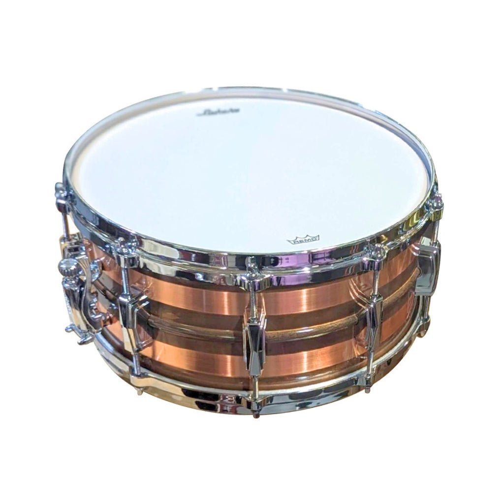 Ludwig LC663S Copperphonic Raw Copper Striped 14X6.5 Snare Drum Snare Drums Sky Music