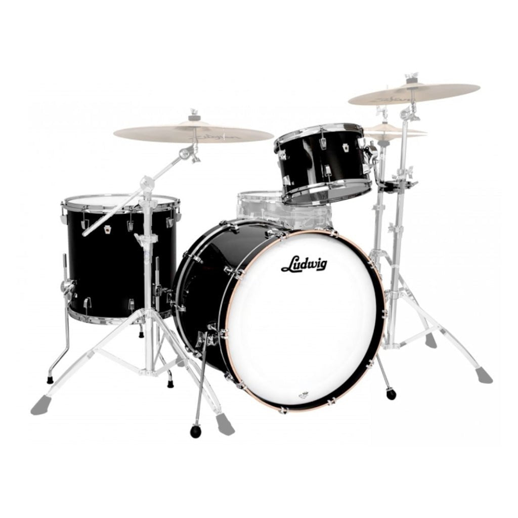 Ludwig Neusonic 3 Piece Outfit 22" FAB in Black Velvet Acoustic Drums Sky Music