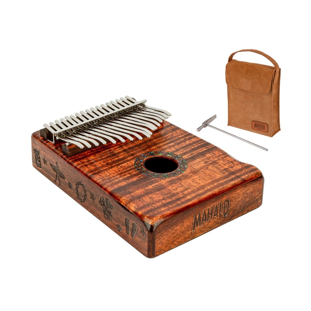 Mahalo - 17 Note Kalimba - Photo Flame Koa Percussion Sky Music