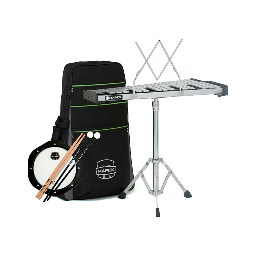 Mapex Backpack Percussion Kit w/Bag, Practice Pad, Sticks &amp; Mallets Percussion Sky Music