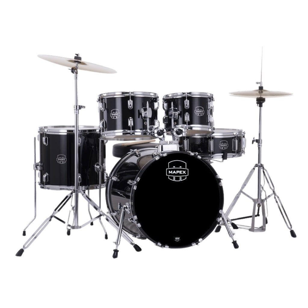 Mapex Comet 5-Piece Rock Complete Drum Kit with Cymbals and Hardware - Dark Black Acoustic Drums Sky Music