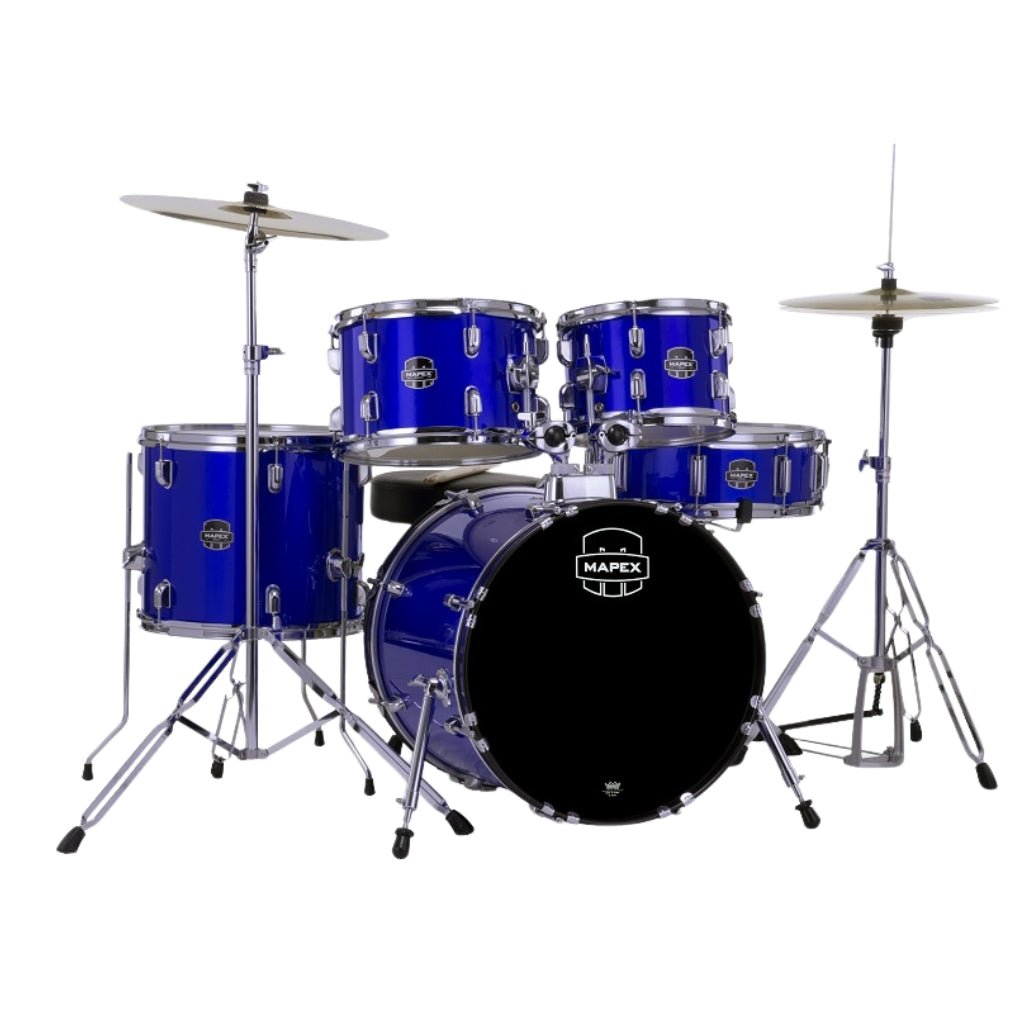 Mapex Comet 5-Piece Rock Complete Drum Kit with Cymbals and Hardware - Indigo Blue Acoustic Drums Sky Music