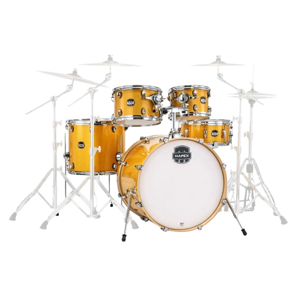 Mapex Mars Birch 5-Piece Rock Fast Shell Pack - Sunflower Sparkle Acoustic Drums Sky Music