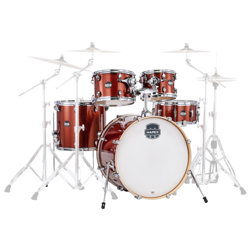 Mapex Mars Birch 5-Piece Shell Pack (10, 12, 16, 14s, 22) - Blood Orange Sparkle Acoustic Drums Sky Music