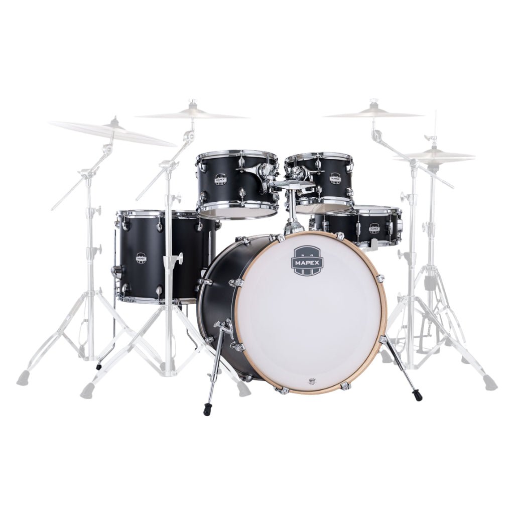 Mapex Mars Maple 5-Piece Rock Fast Shell Pack - Matte Black Acoustic Drums Sky Music