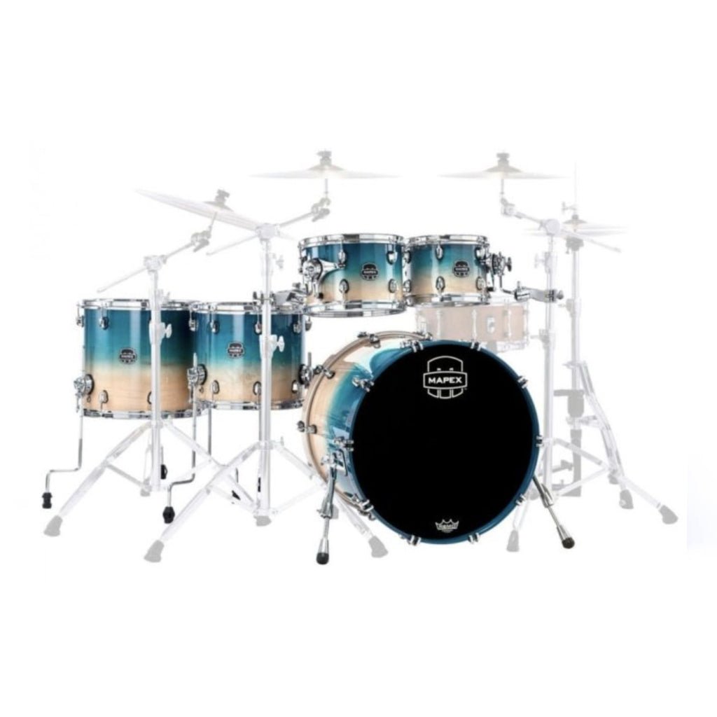 Mapex Saturn 5 Piece Studioease Shell Pack in Aqua Fade Acoustic Drums Sky Music