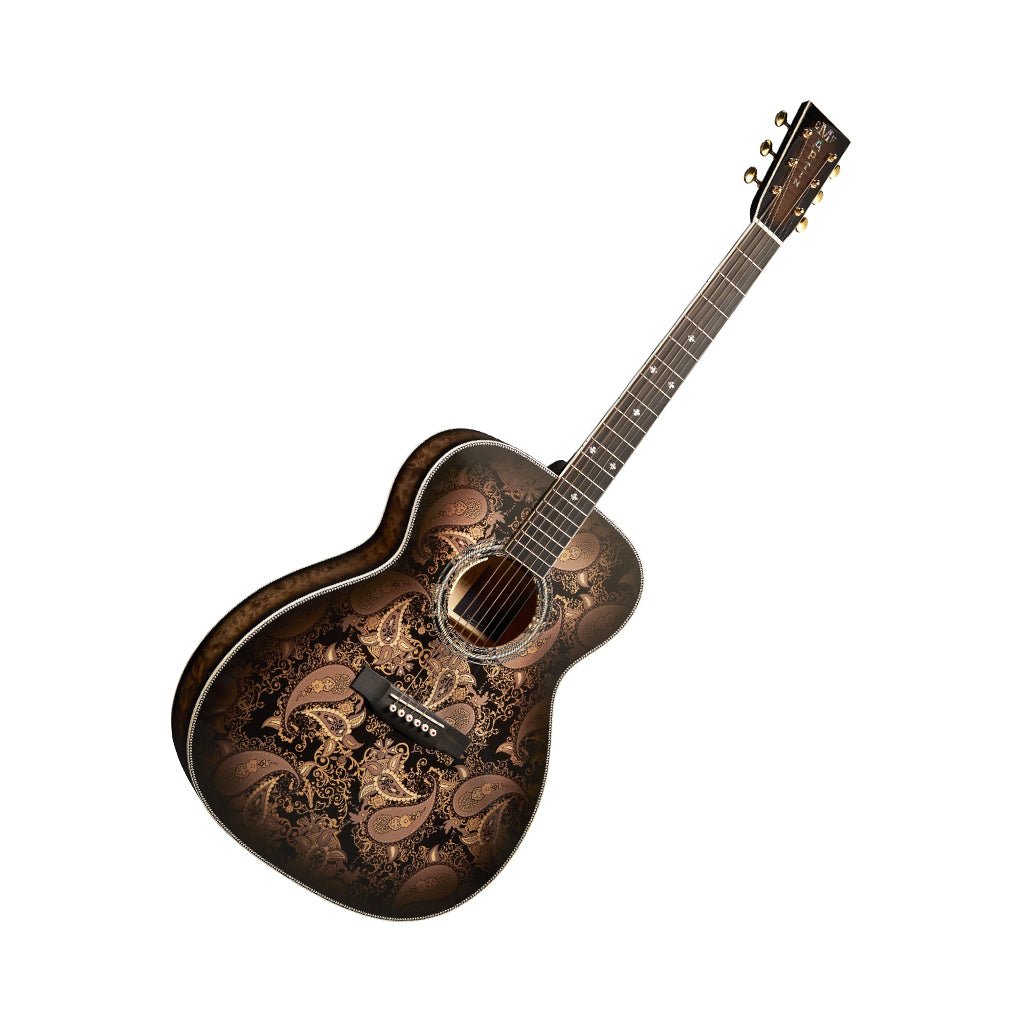 Martin Custom Shop M/0000 Acoustic-Electric Guitar - Paisley Ember Burst Acoustic Guitars Sky Music