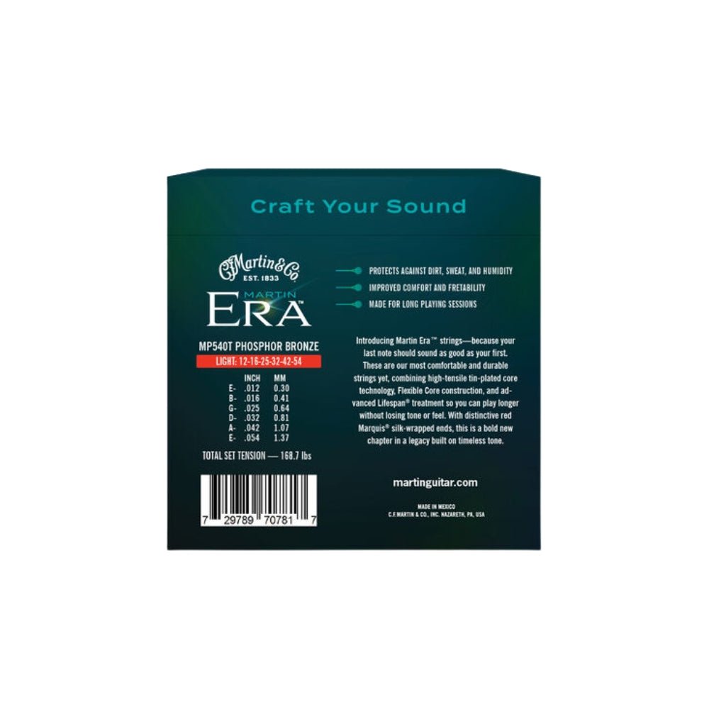 Martin Era Treated Acoustic Guitar Strings Phosphor Bronze - Light Fretted Instrument Strings Sky Music