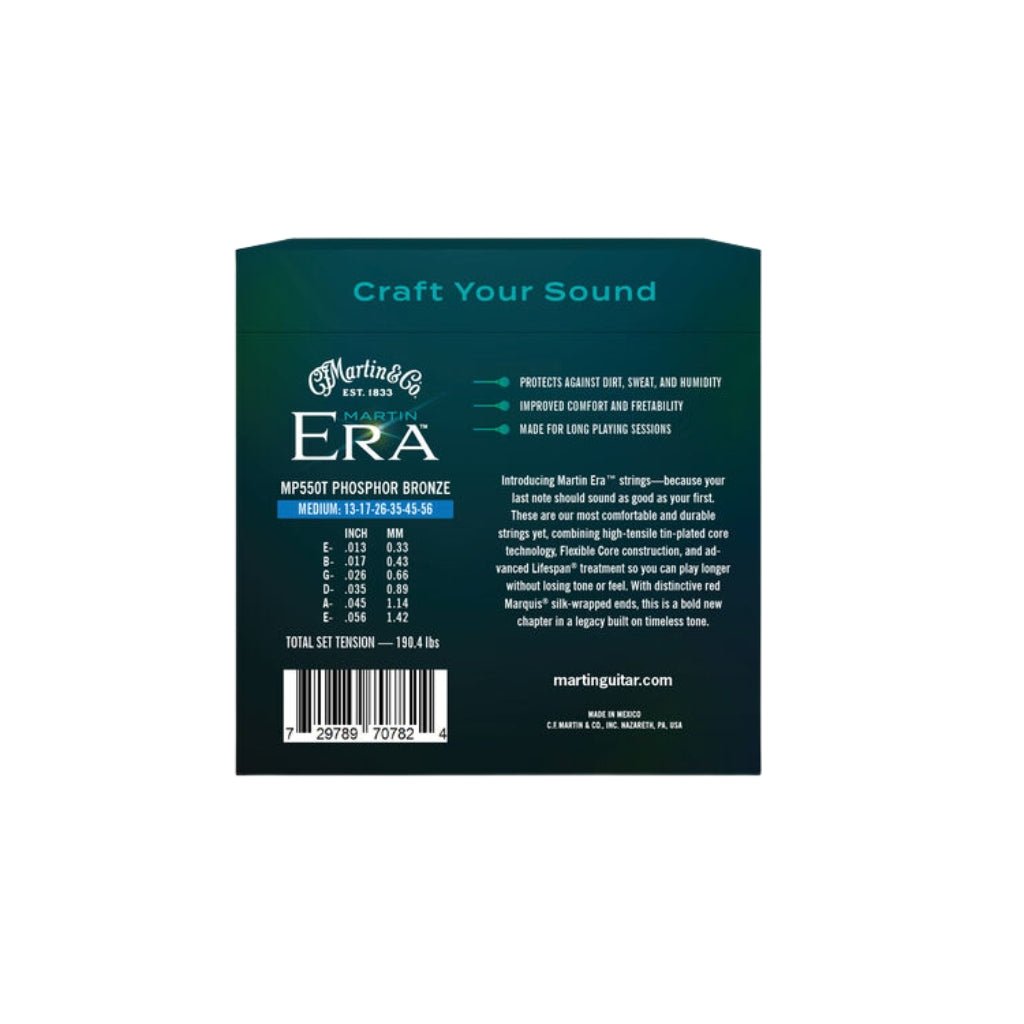 Martin Era Treated Acoustic Guitar Strings Phosphor Bronze - Medium Fretted Instrument Strings Sky Music