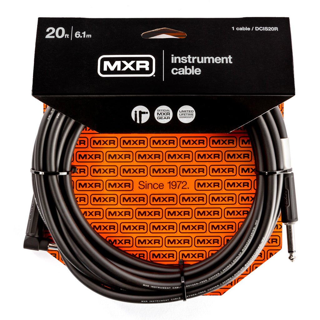 MXR 20ft Guitar Cable - Straight to Right Angle Instrument Cables Sky Music