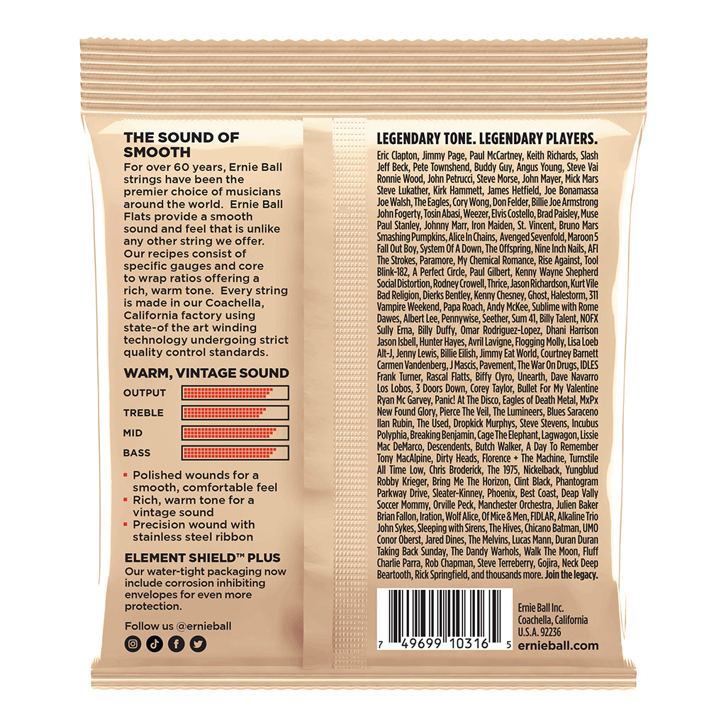 Ernie Ball Light Flatwound Electric Guitar Strings - 11-50 Gauge