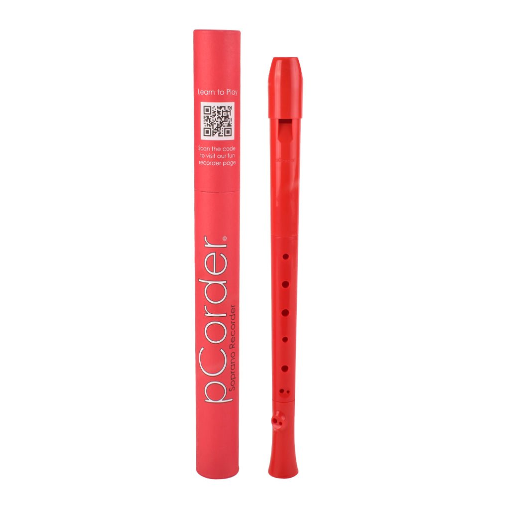 pCorder Plastic Soprano Recorder - Red (has a rich tone) Flutes Sky Music