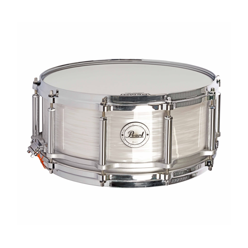 Pearl 14"x6.5" 75th Anniversary President Series Free Floater Phenolic Snare Drum - Pearl White Oyster