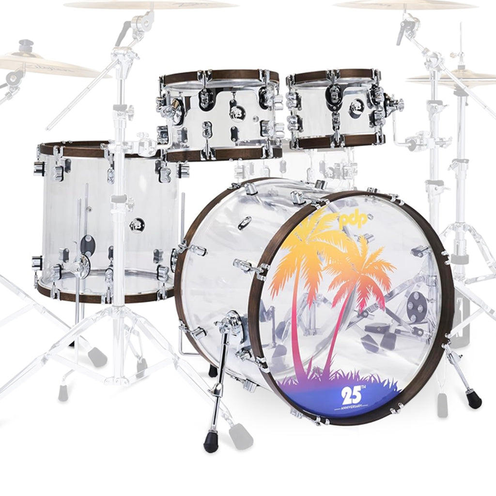 PDP 25th Anniversary Acrylic with Walnut Hoops Shell Pack - 7x10, 8x12, 16x16, 16x22