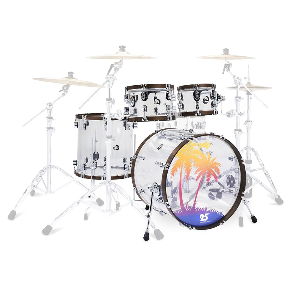 PDP 25th Anniversary Acrylic with Walnut Hoops Shell Pack - 7x10, 8x12, 16x16, 16x22