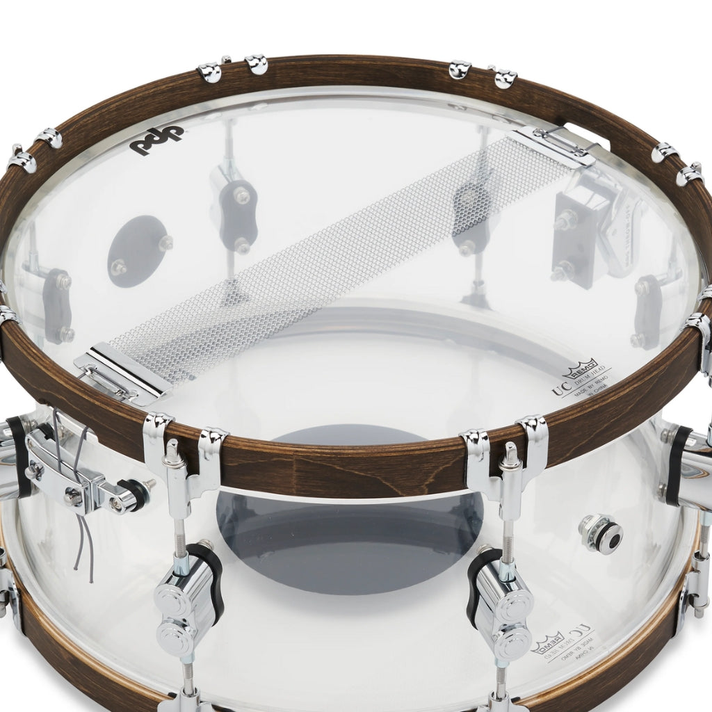 PDP - 25th Anniversary Acrylic with Walnut Hoops Snare - 14X6.5
