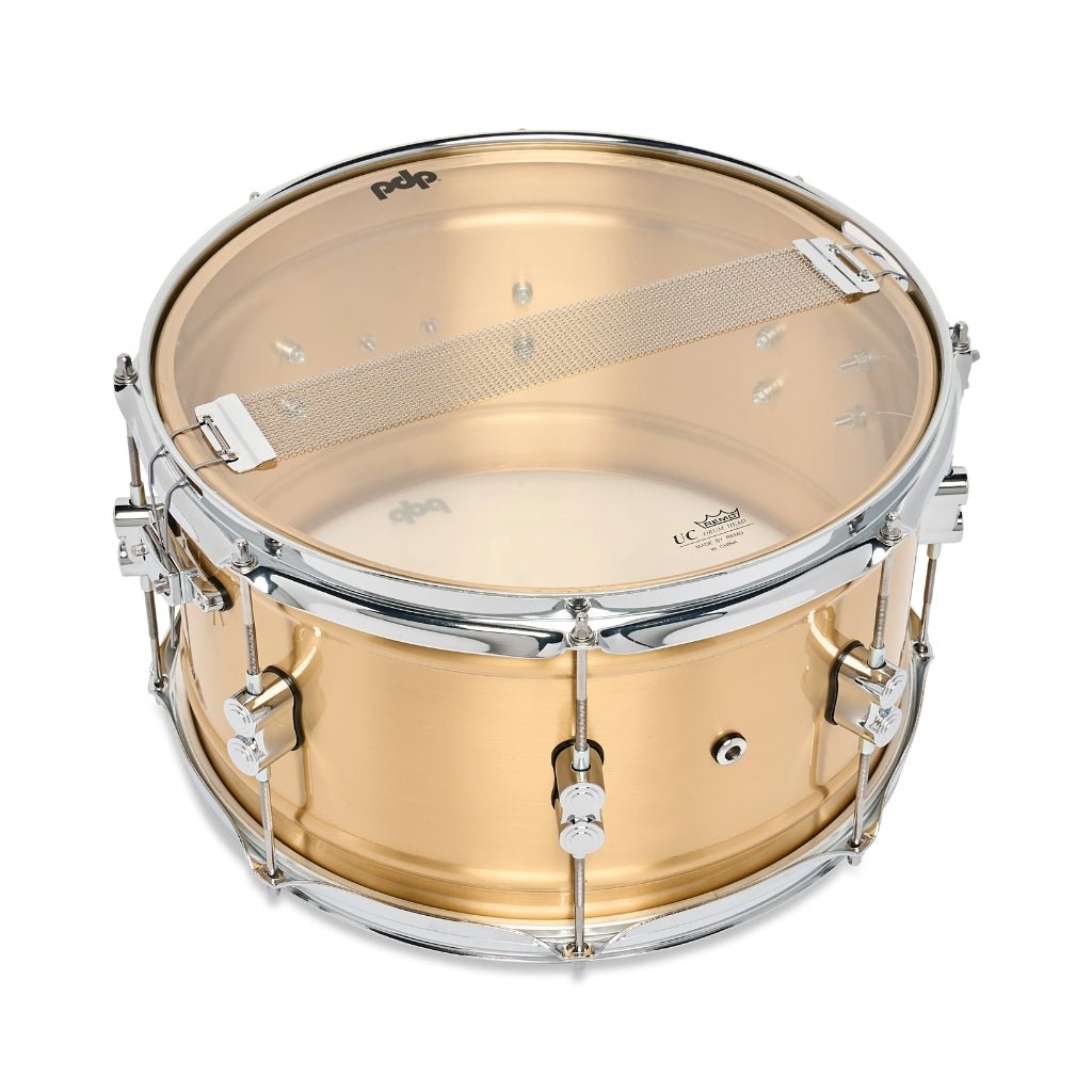 PDP Concept Brass 8x14-inch 1.2mm Snare Drum - Natural Satin Brushed Brass Snare Drums Sky Music