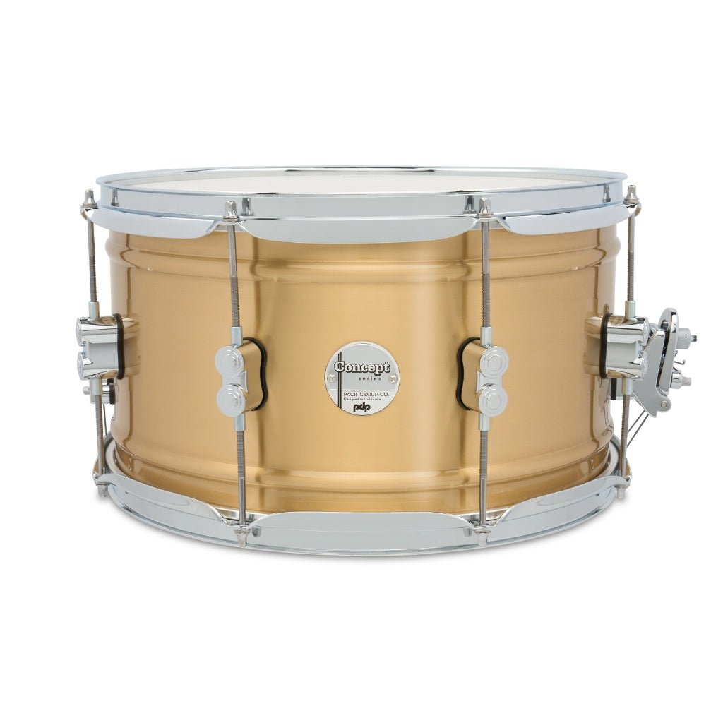 PDP Concept Brass 8x14-inch 1.2mm Snare Drum - Natural Satin Brushed Brass Snare Drums Sky Music