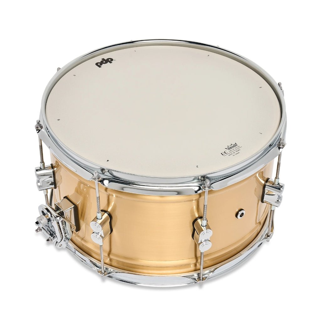 PDP Concept Brass 8x14-inch 1.2mm Snare Drum - Natural Satin Brushed Brass Snare Drums Sky Music