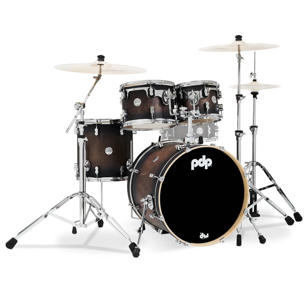 PDP Concept Maple 4-piece Shell Pack with 20 inch Kick - Charcoal Burst Lacquer Acoustic Drums Sky Music