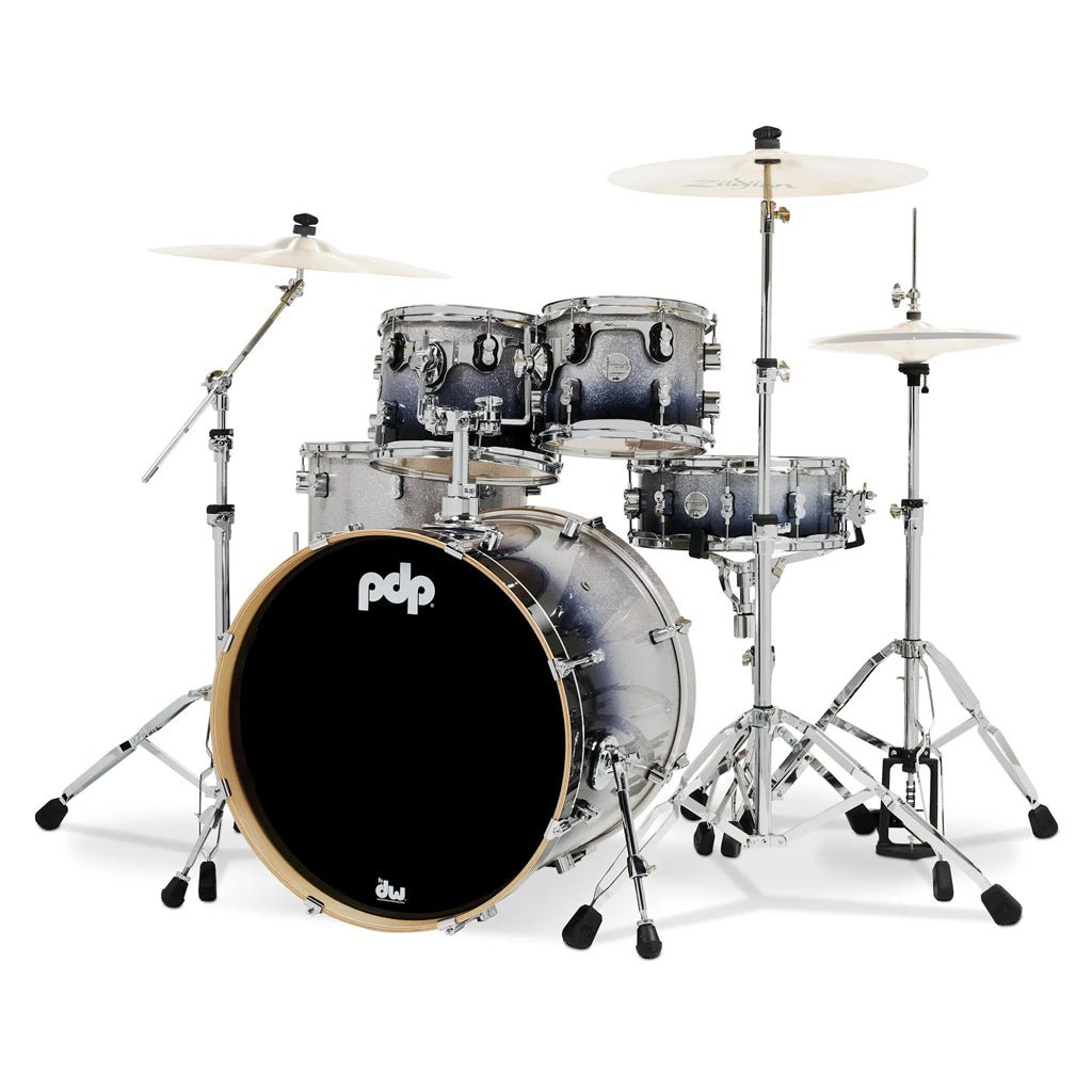 PDP Concept Maple 5-piece Shell Pack - Silver To Black Sparkle Fade Acoustic Drums Sky Music