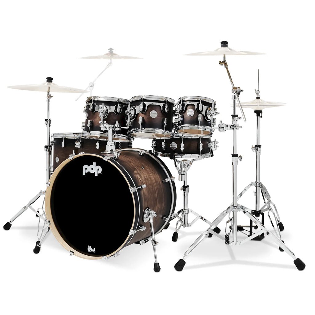 PDP Concept Maple 7-piece Shell Pack - Satin Charcoal Burst Acoustic Drums Sky Music