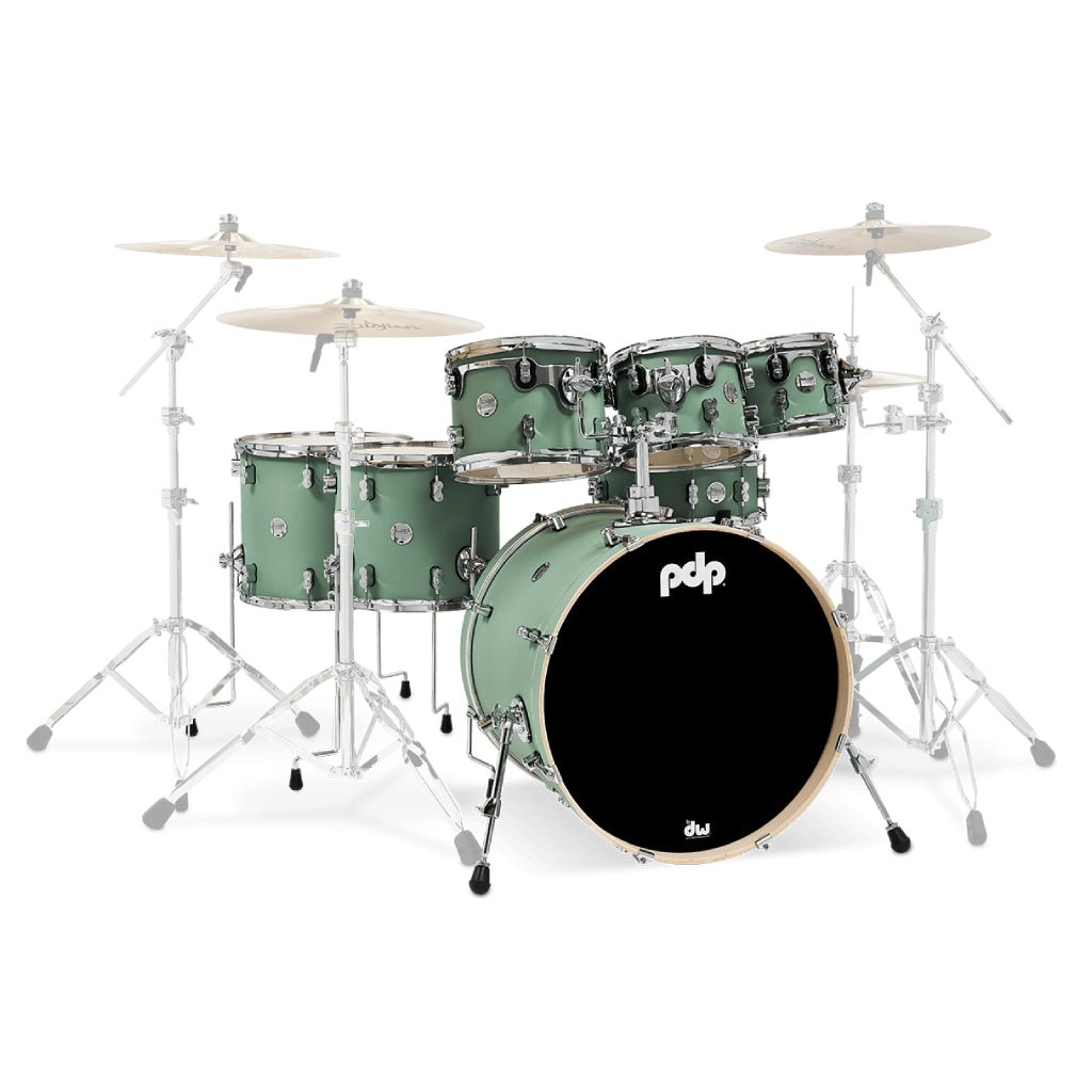 PDP Concept Maple 7-Piece Shell Pack - Satin Foam Green Acoustic Drums Sky Music