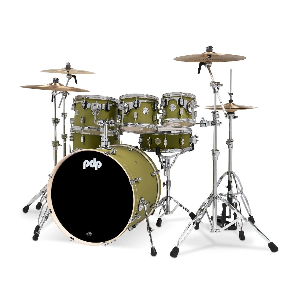 PDP - Concept Maple 7-piece Shell Pack - Satin Olive Acoustic Drums Sky Music