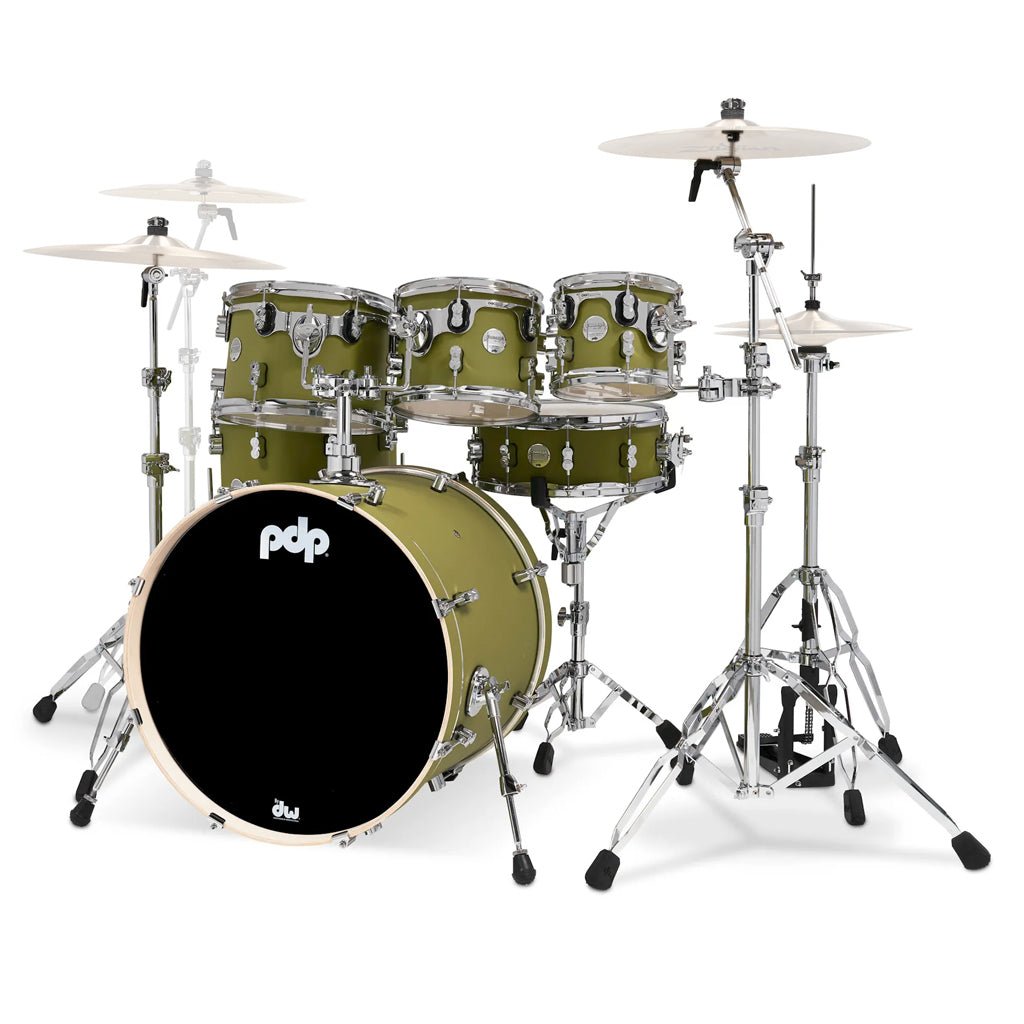 PDP Concept Maple 7-piece Shell Pack - Satin Olive Acoustic Drums Sky Music