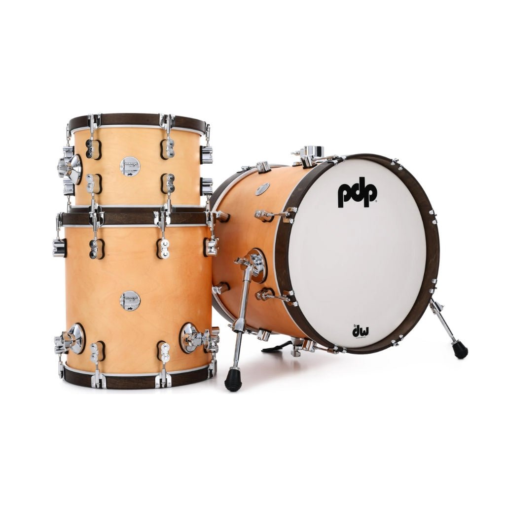 PDP Concept Maple Classic 3-Piece Shell Pack (13" 16" 24") - Natural with Walnut Hoops Acoustic Drums Sky Music