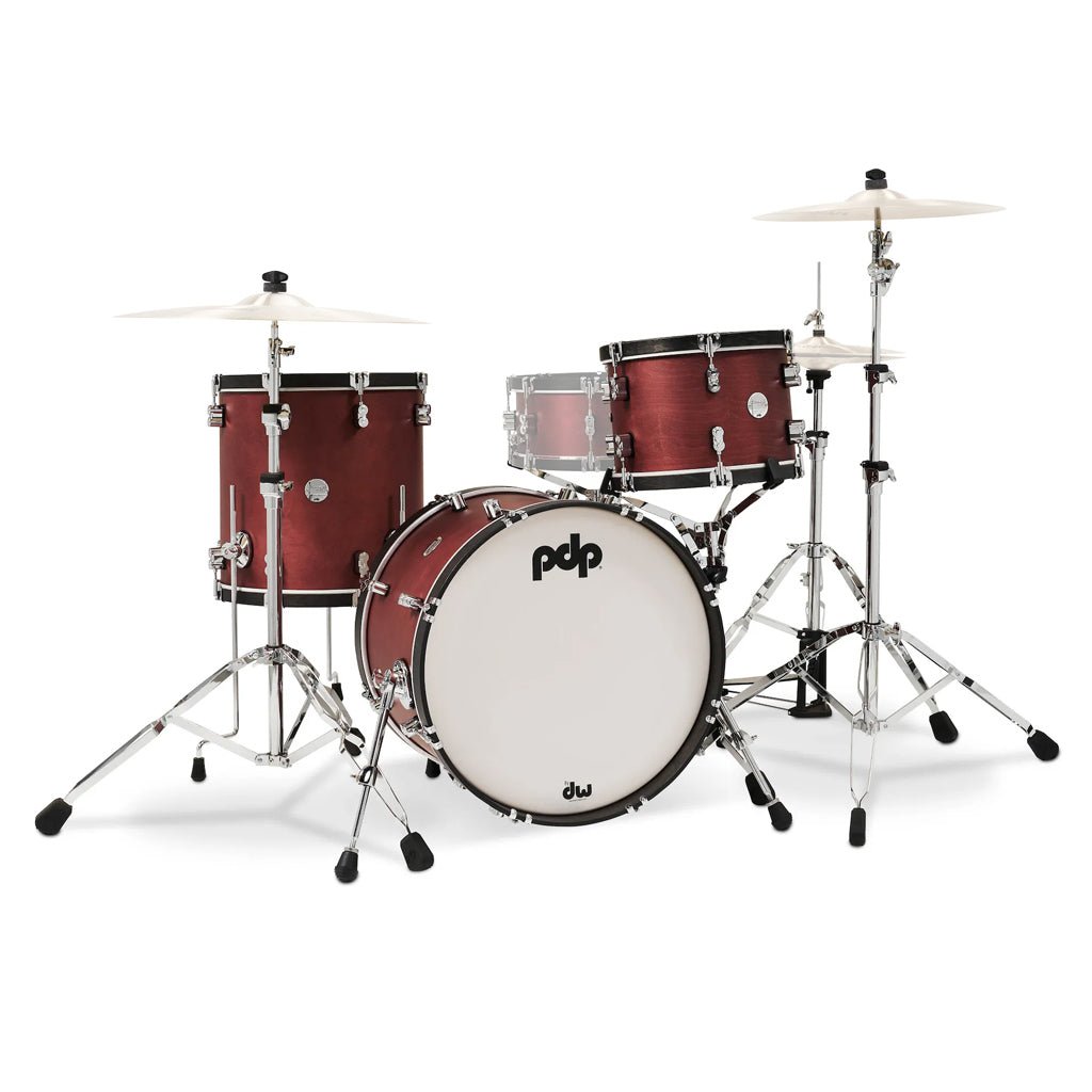 PDP Concept Maple Classic 3-piece Shell Pack with 20 inch Kick - Oxblood with Ebony Hoops Acoustic Drums Sky Music