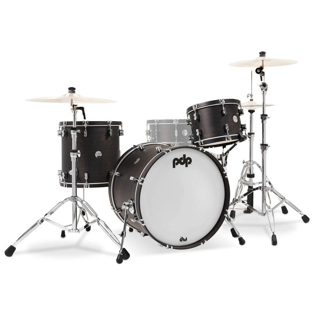 PDP Concept Maple Classic 3-piece Shell Pack with 22 inch Kick - Ebony with Ebony Hoops Acoustic Drums Sky Music