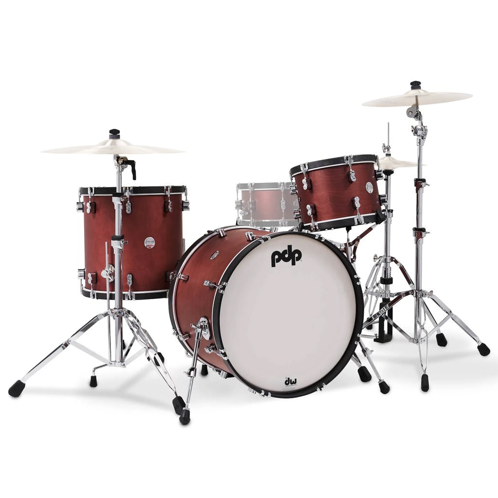 PDP Concept Maple Classic 3-piece Shell Pack with 22 inch Kick - Oxblood with Ebony Hoops Acoustic Drums Sky Music