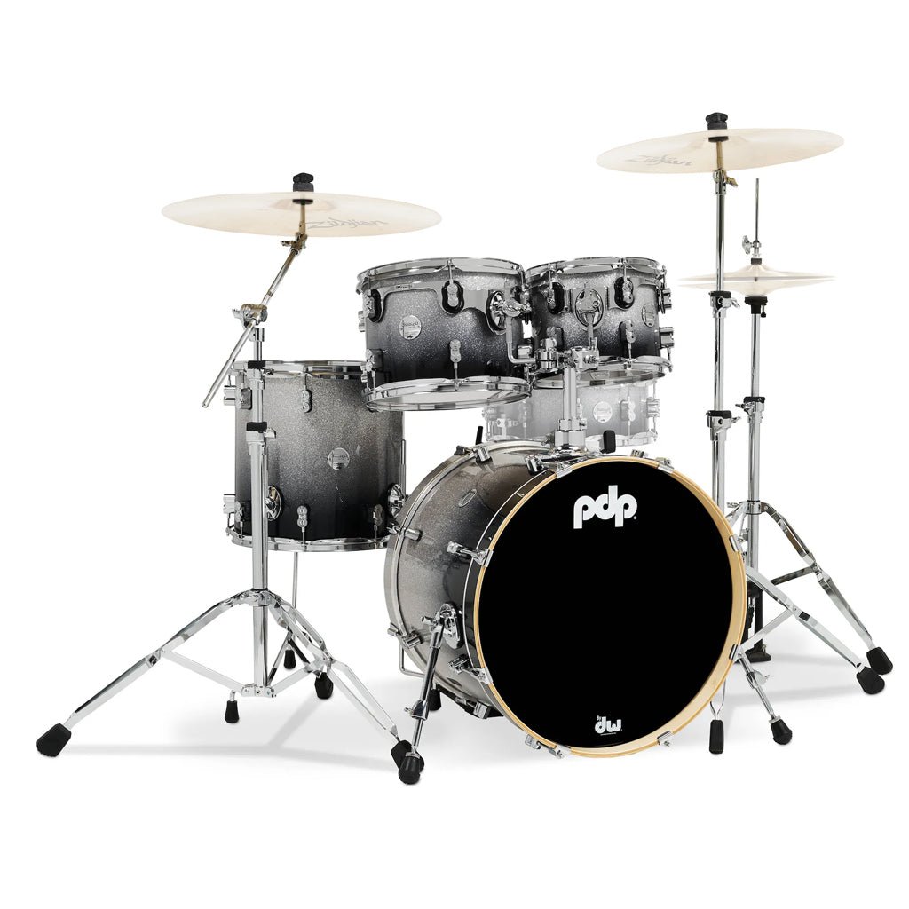 PDP Concept Maple Classic 4-piece Shell Pack with 20 inch Kick - Silver to Black Fade Lacquer Acoustic Drums Sky Music