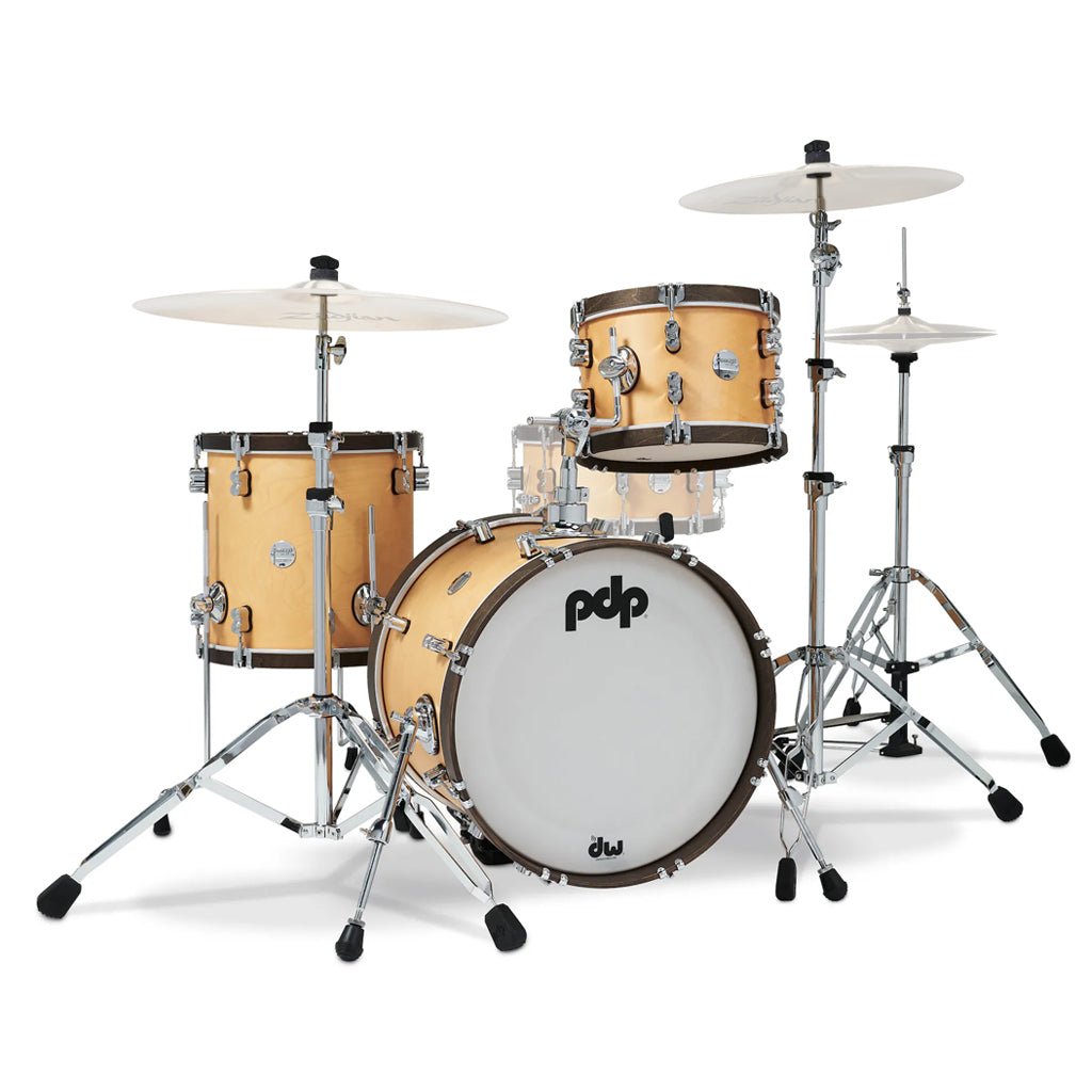 PDP Concept Maple Classic Bop 3-piece Shell Pack - Natural with Walnut Hoops Acoustic Drums Sky Music