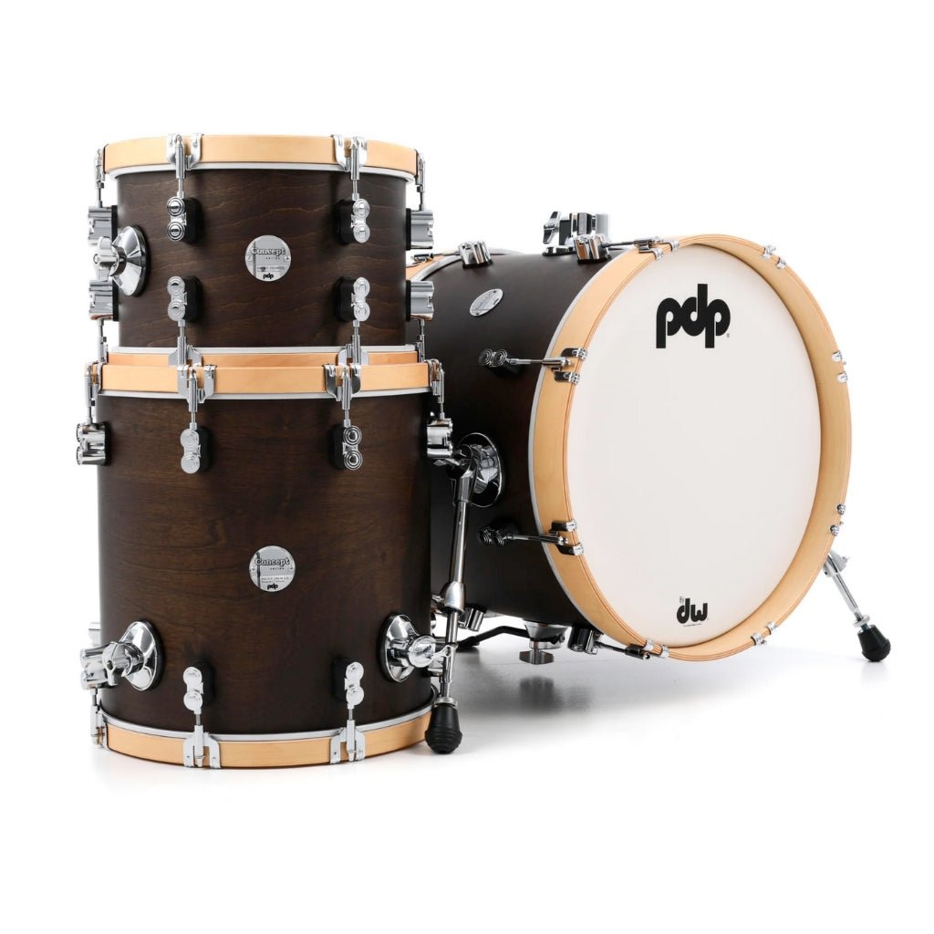 PDP Concept Maple Classic Bop 3-piece Shell Pack - Walnut with Natural Hoops Acoustic Drums Sky Music