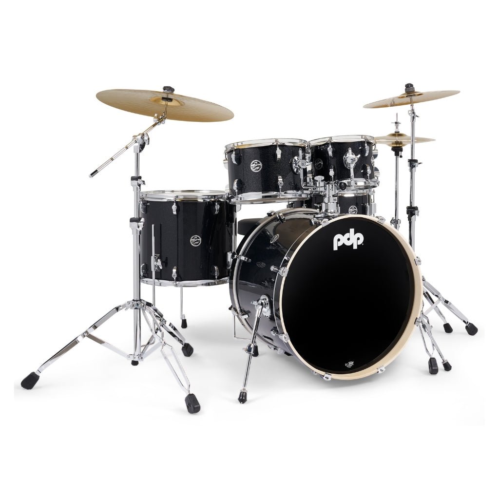 PDP Mainstage 5-Piece Complete Drum Set with Hardware and Cymbals - Black Sparkle Acoustic Drums Sky Music