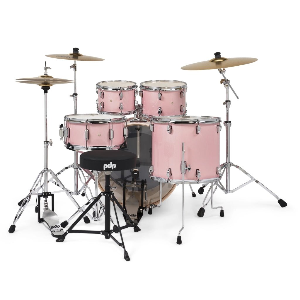 PDP Mainstage 5-Piece Complete Drum Set with Hardware and Cymbals - Pale Rose Acoustic Drums Sky Music