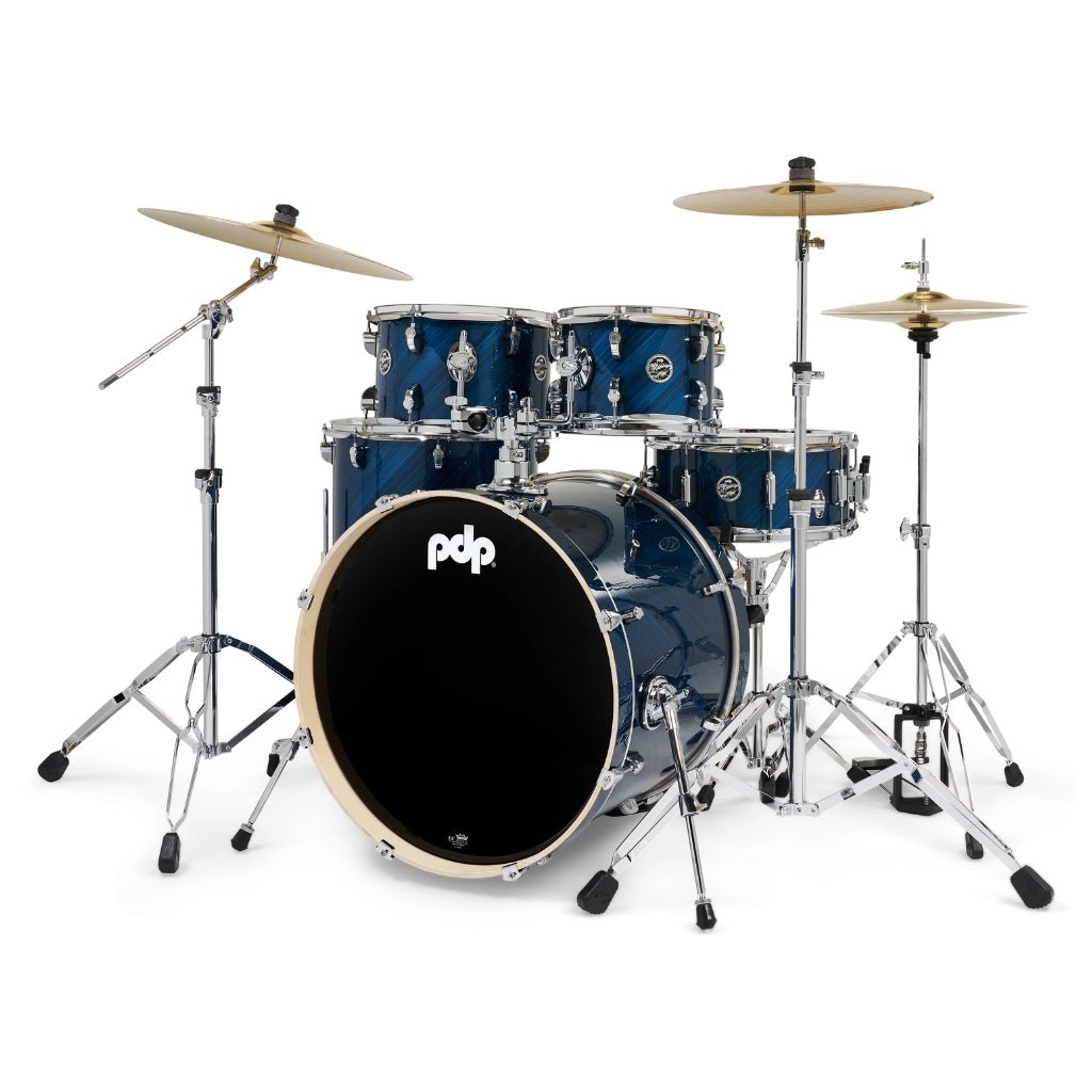 PDP Mainstage 5-Piece Complete Drum Set with Hardware and Cymbals - Twisted Blue Steel Acoustic Drums Sky Music