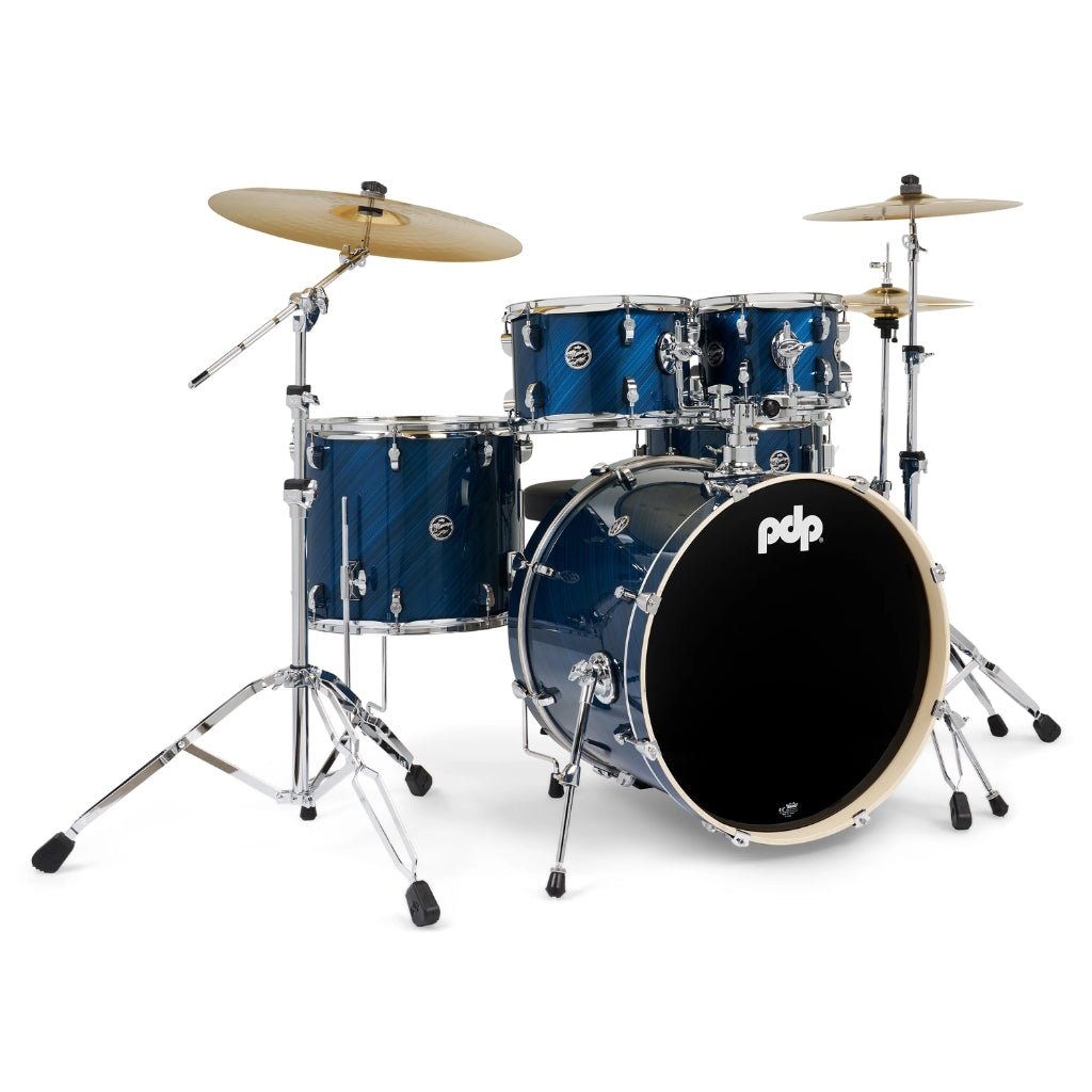 PDP Mainstage 5-Piece Complete Drum Set with Hardware and Cymbals - Twisted Blue Steel Acoustic Drums Sky Music