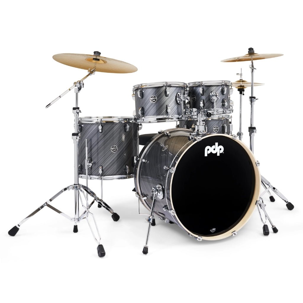 PDP Mainstage 5-Piece Complete Drum Set with Hardware and Cymbals - Twisted Graphite Acoustic Drums Sky Music