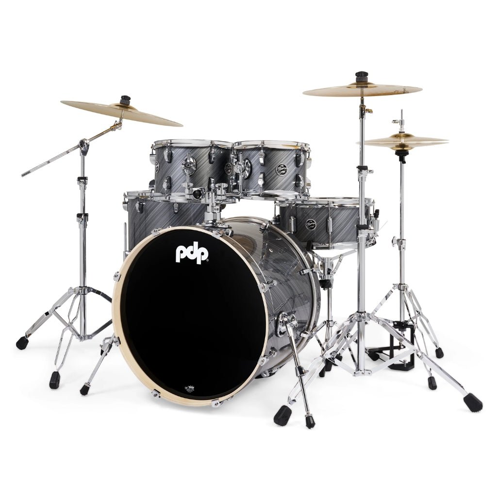 PDP Mainstage 5-Piece Complete Drum Set with Hardware and Cymbals - Twisted Graphite Acoustic Drums Sky Music