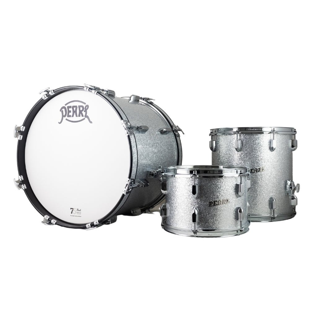 Pearl 75th Anniversary President Series Deluxe 22" 3-Piece Shell Pack Lauan - Silver Sparkle Acoustic Drums Sky Music