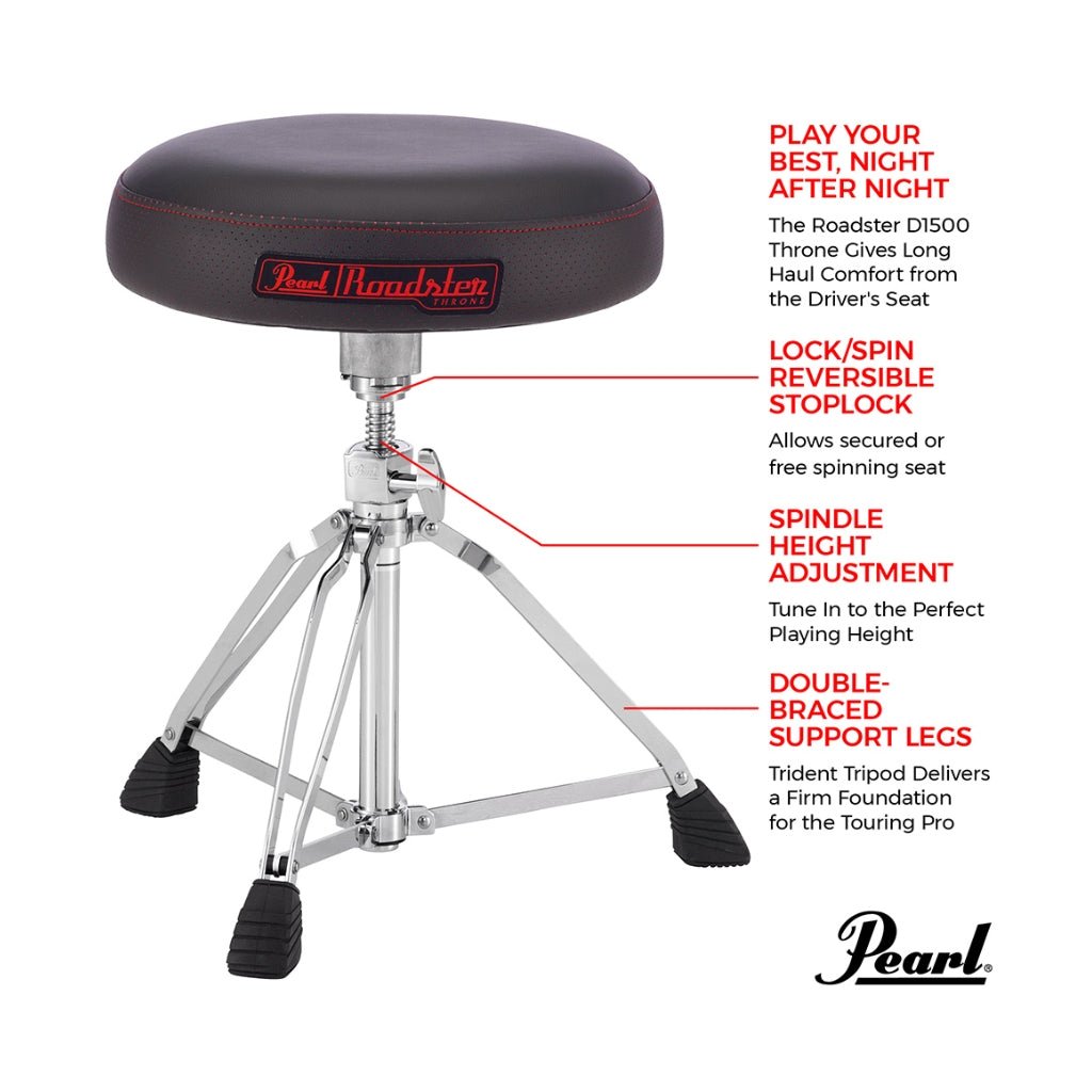 Pearl D1500 15" Vented Round White Cloth Drum Throne Drum Hardware Sky Music