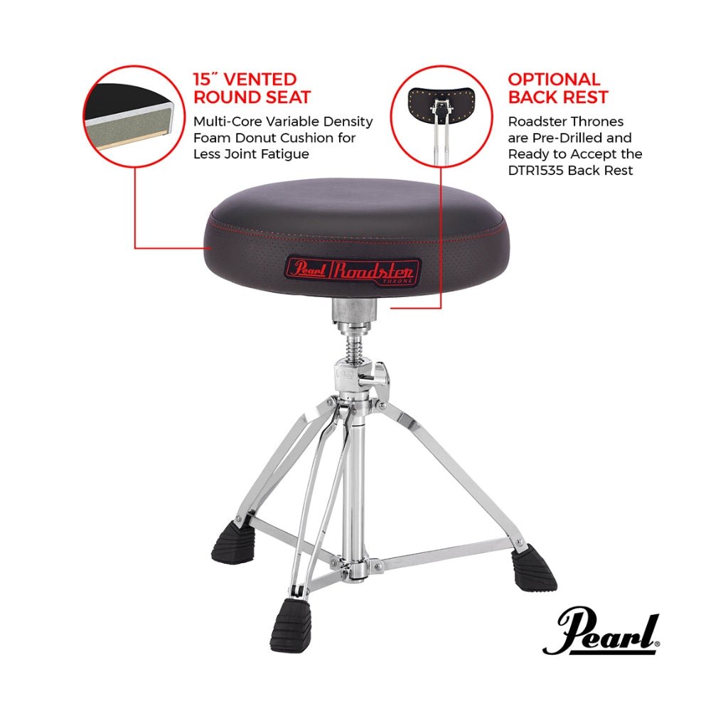 Pearl D1500 15" Vented Round White Cloth Drum Throne Drum Hardware Sky Music