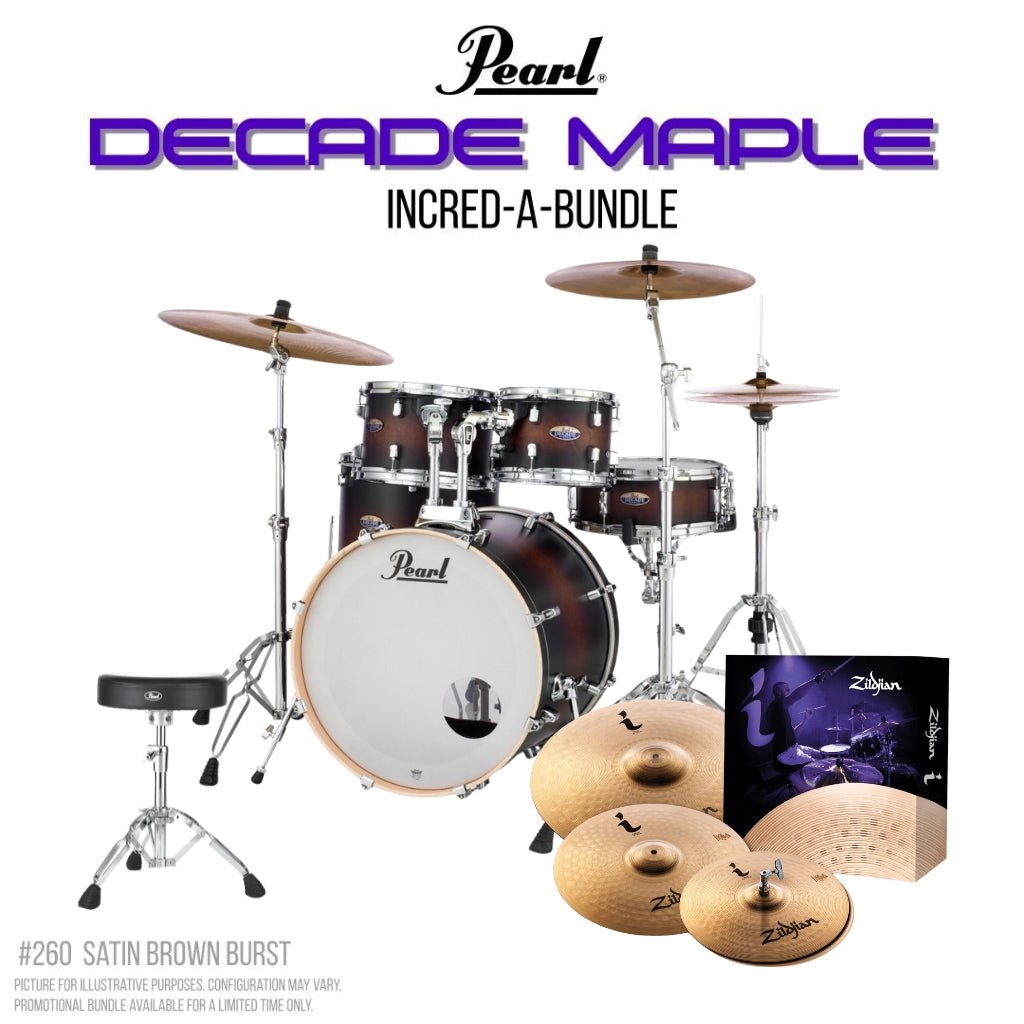 Pearl Decade Maple 22" Fusion Plus Incred-A-Bundle Drum Kit - Satin Brown Burst Acoustic Drums Sky Music